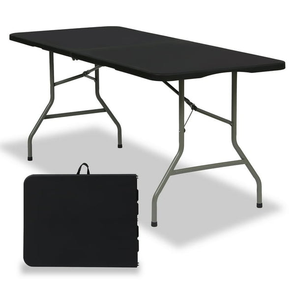 GIVIMO 6ft Folding Table, Portable Plastic Tables for Party, Picnic, Camping, Black