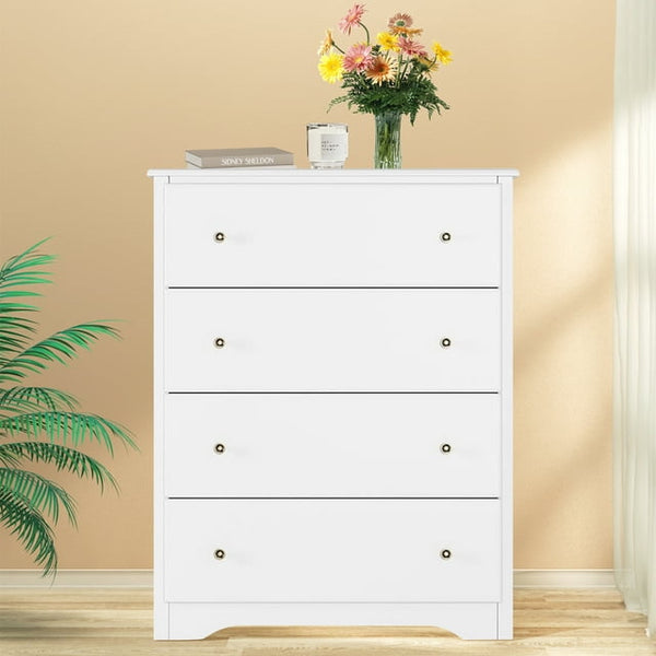 GIVIMO Dresser with 4 Drawers, Chest of Clothes Organizer for Living Room, Closet, Hallway, White