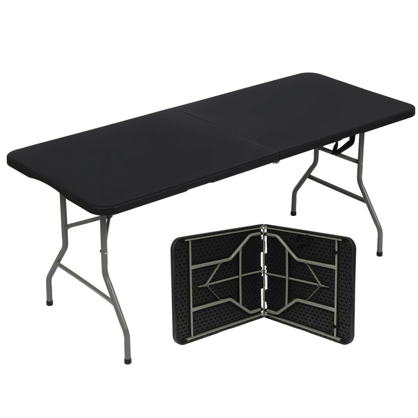 HONGGE 6ft Folding Table for Indoor Outdoor Camping Party , Black