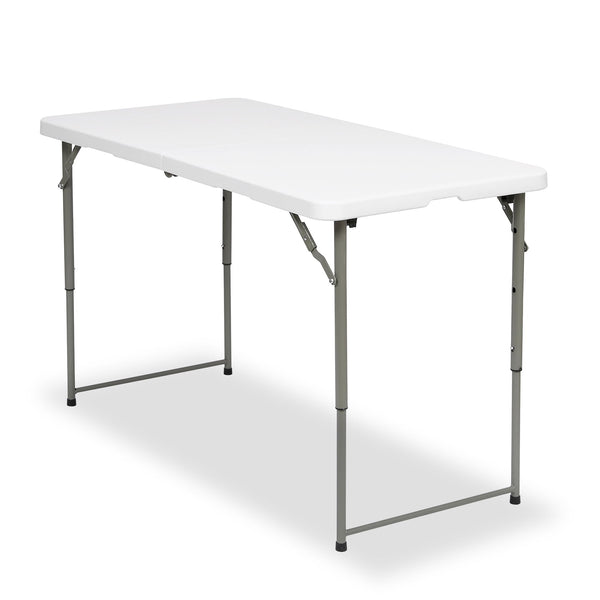 SUGIFT 4ft Folding Table, Adjustable Height Camping Table Office Table for Indoor/Outdoor Picnic Camping Bench,White