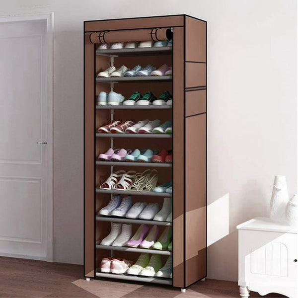 Vebreda 10 Tiers Shoe Rack with Dustproof Cover, Free Standing Shoe Storage Organizer for Closet, Entryway