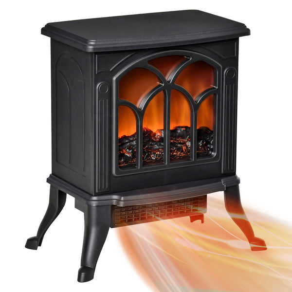 Vebreda 1500W Electric Fireplace Heater, Infrared Space Heater with 3D Flame Effect, Black