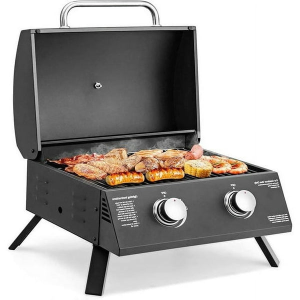 Vebreda 2 Burner Portable Propane Gas Grill, Black