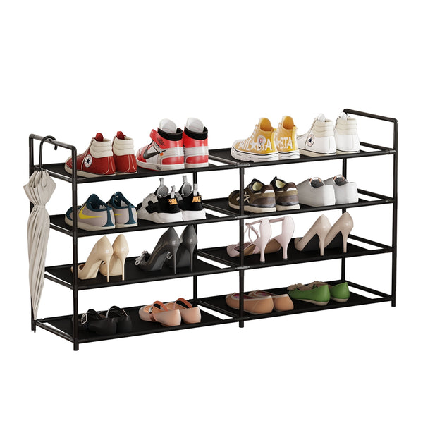 SUGIFT 4-Tier Shoe Rack Shoe Organizer with Shelves for Closet Entryway, Black