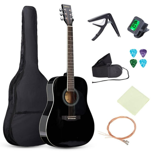 Vebreda 41in Acoustic Guitar Kit Beginner Guitarra Black