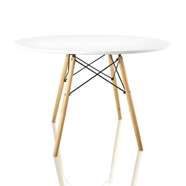 Vebreda 42in Round Dining Table with MDF Top, White Modern Kitchen Table for Dining Room Kitchen Home Office  White