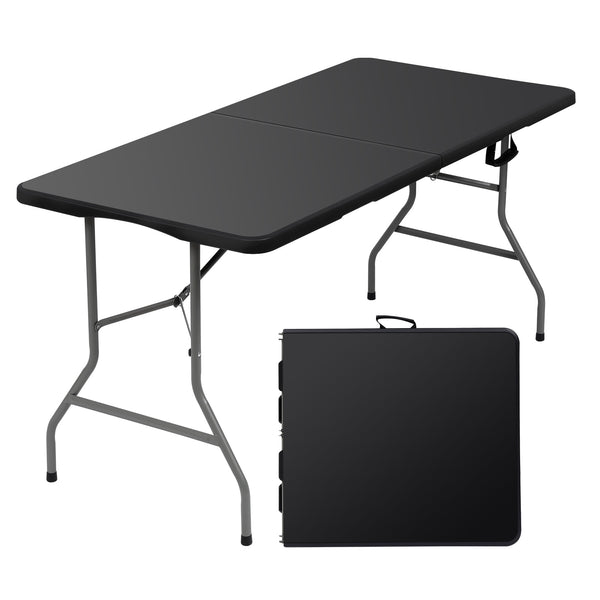 Vebreda 5 ft Folding Table Fold-in-Half Plastic Table for Indoor/Outdoor Use Black