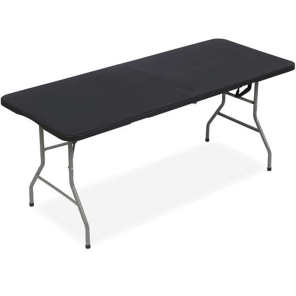 Vebreda 6 ft Plastic Folding Table Portable Fold-in-Half Table for Indoor Outdoor, Black