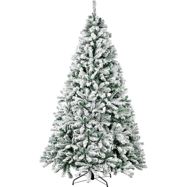 Vebreda 7.5ft Snow Flocked Christmas Tree Premium Artificial White Christmas Tree with 1346 Branch Snow Tips and Metal Stand Fake Xmas Tree for Home Office Party Christmas Decorations (7ft White)