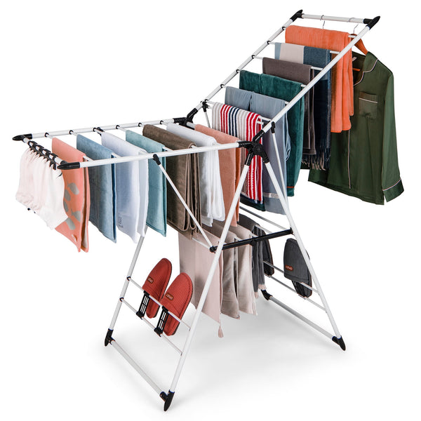 Vebreda Clothes Drying Rack, Foldable Large Drying Hanger for Indoor and Outdoor Use, White