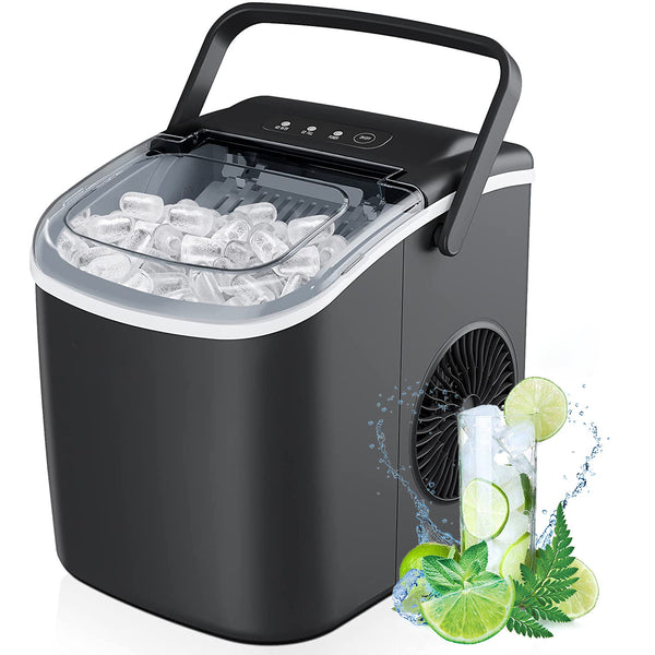 Vebreda Countertop Ice Maker Portable Ice Machine with Handle for Home Kitchen Bar Party, Black