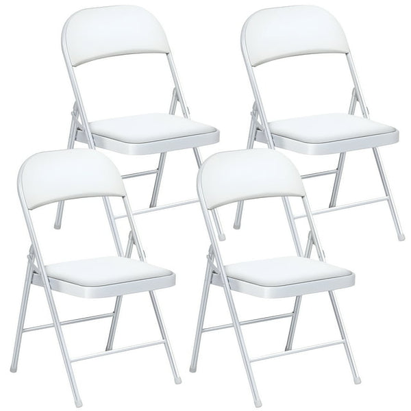 Vebreda Folding Chair (4 Pack) Vinyl Padded Seat Metal Frame Home Office, White