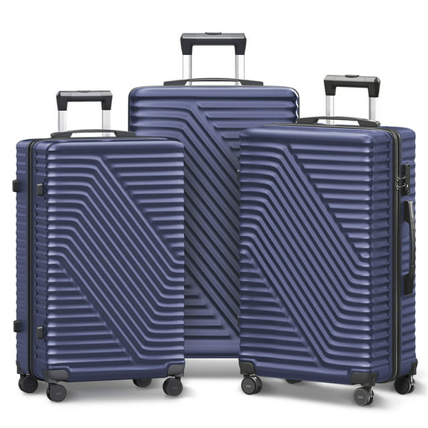 Vebreda Luggage Sets 3 Piece 20/24/28 inch Suitcase Sets Hardside Luggage Set, Navy Blue