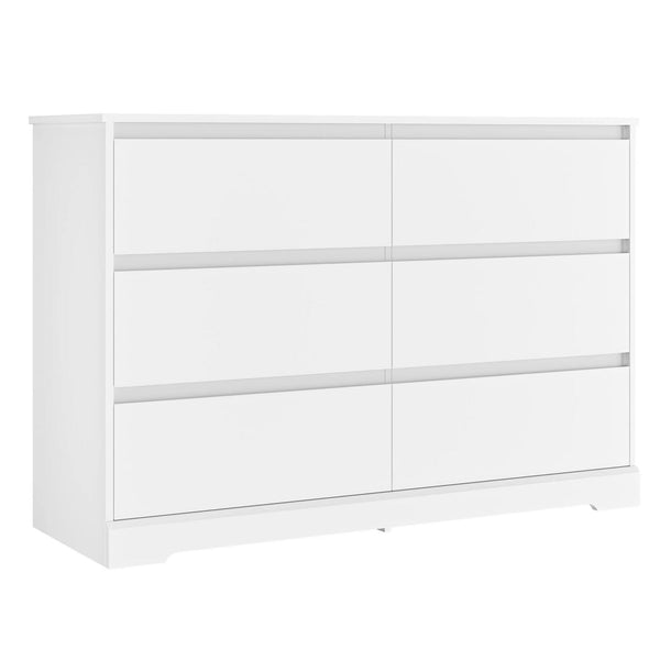 Vebreda 6 Drawer White Dresser for Bedroom, Modern Chest of Drawer Wood Storage Cabinet for Entryway Living Room