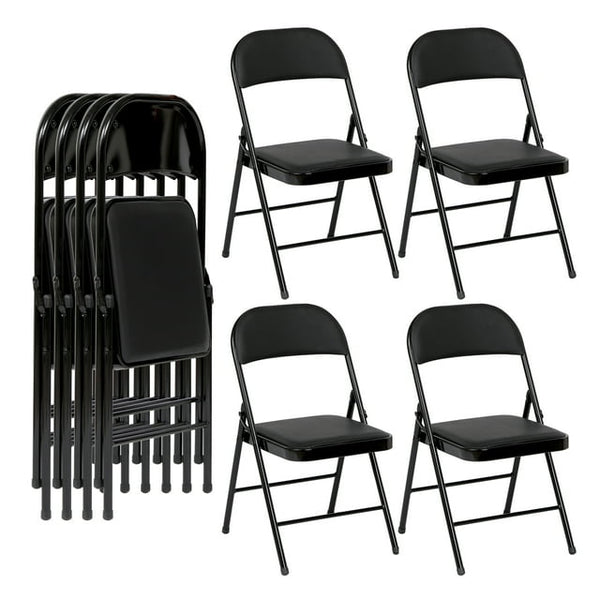 Vebreda Upholstered Padded Folding Chair 4 Pack, Black