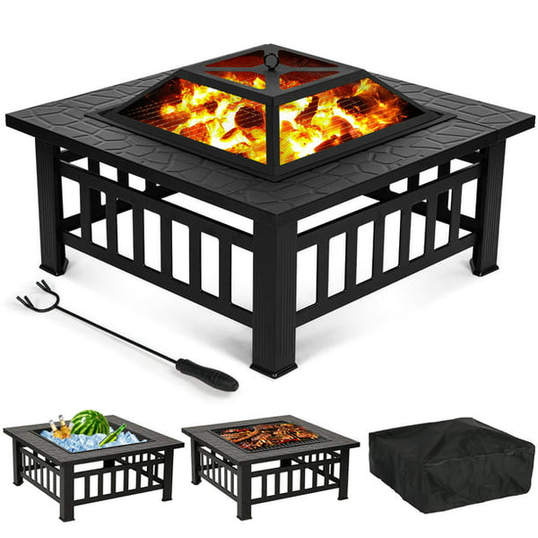 Vebreda 32in Square Fire Pit for Garden Outdoor