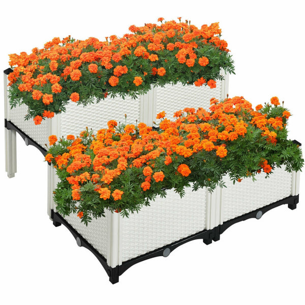 Vebreda Set of 4 Elevated Flower Vegetable Herb Grow Planter Box White