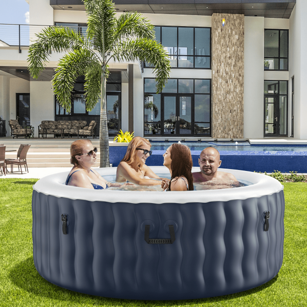 Vebreda 4 Person Inflatable Hot Tub Spa with 108 Massage Bubble Jets, Blue