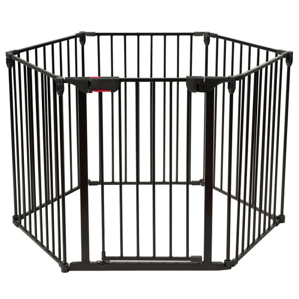 Vebreda 6 Panel Wall-mount Adjustable Baby Safe Metal Fence Barrier , Black