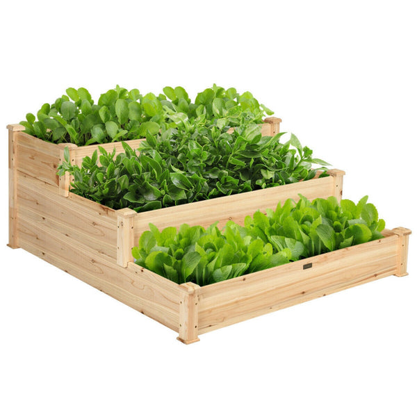 Vebreda 3 Tier Elevated Wooden Vegetable Garden Bed