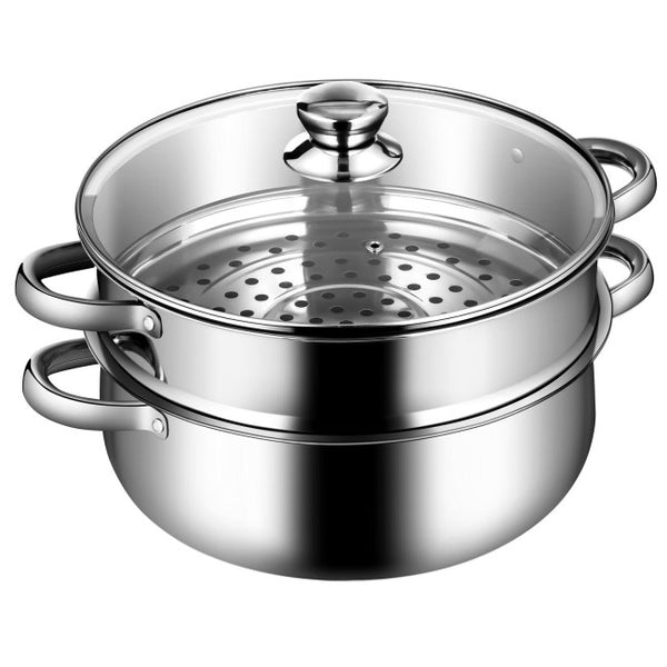 Vebreda 9.5 QT 2 Tier Stainless Steel Steamer Cookware Boiler , Silver