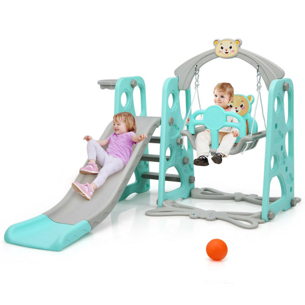 Vebreda 3 in 1 Toddler Climber and Swing Set Slide Playset , Green