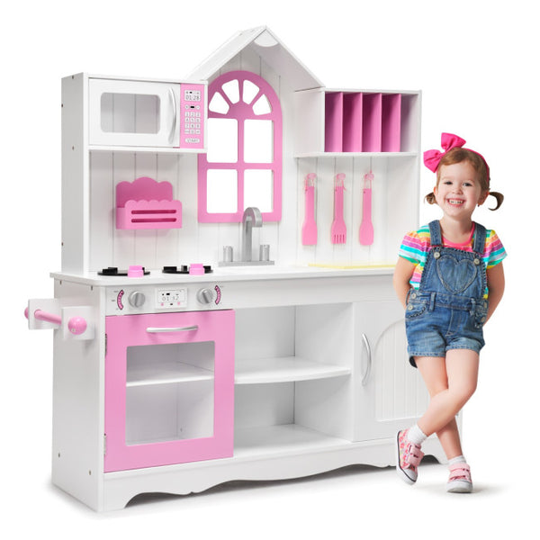 Vebreda Wood Toy Kitchen Kids Cooking Pretend Play Set