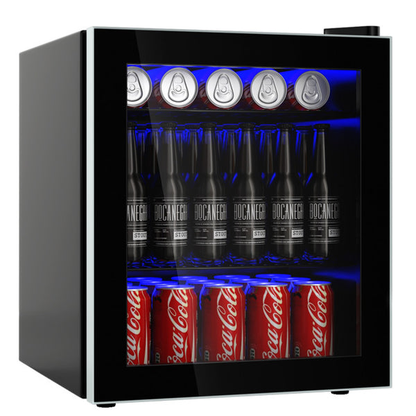 Vebreda 60 Can Beverage Mini Refrigerator with Glass Door , Black