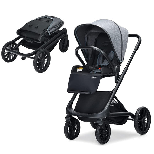 Vebreda 2 in 1 Convertible Baby Stroller with Oversized Storage Basket Gray