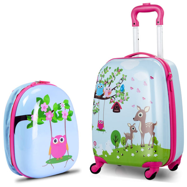 Vebreda 2 Pieces ABS Kids Suitcase Backpack Luggage Set