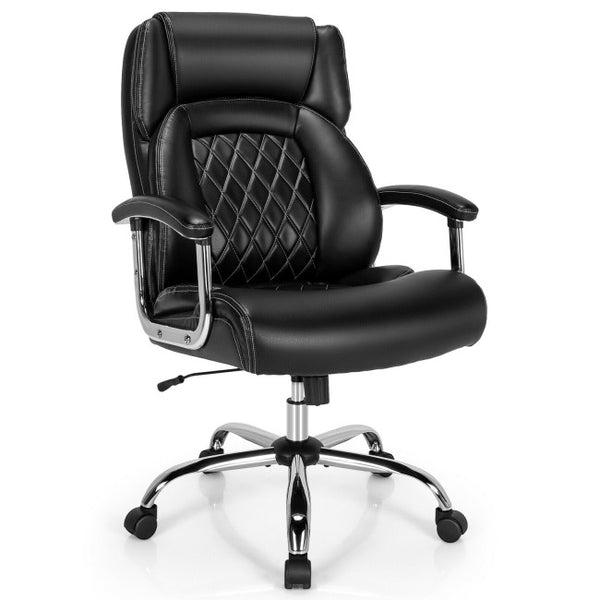 Vebreda 500 Lbs Height Adjustable Office Chair with Metal Base and Extra Wide Seat , Black