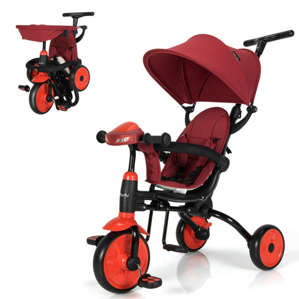 Vebreda 6-in-1 Foldable Baby Tricycle Toddler Stroller with Adjustable Handle