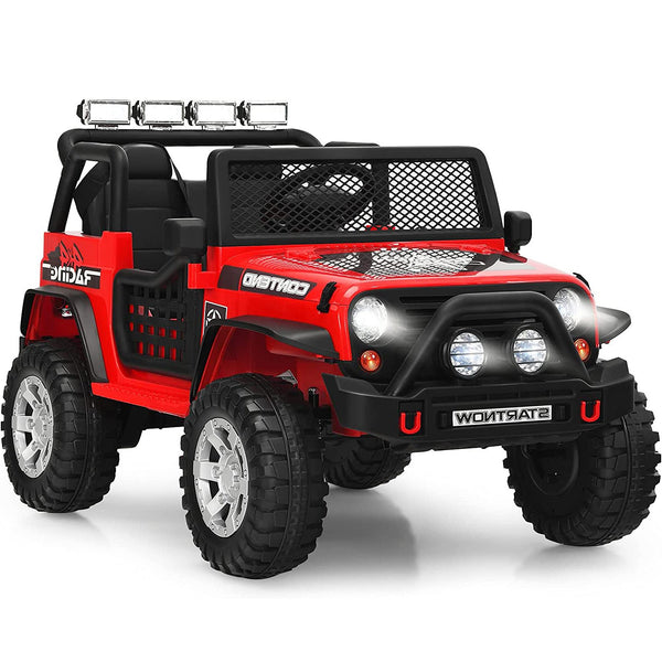 Vebreda 12V Kids Ride On Truck Car w/ Remote Control, Spring Suspension, LED Lights - Red