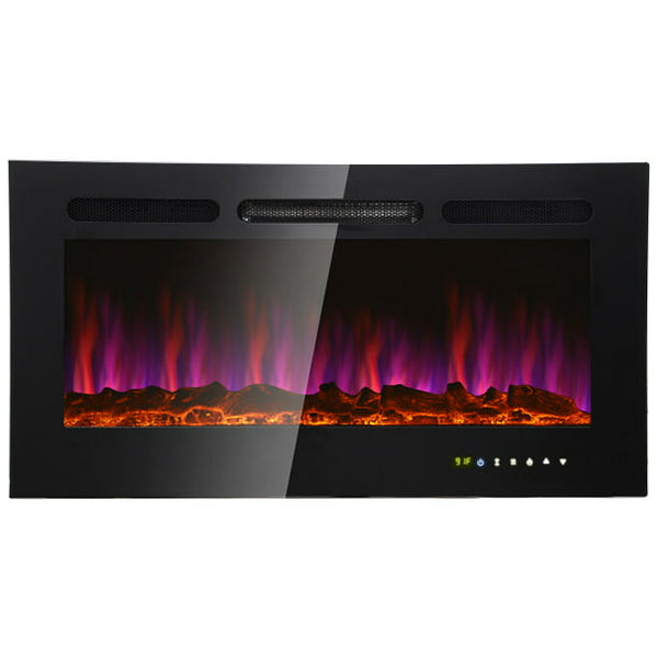 Vebreda 36in Electric Fireplace Recessed Wall Mounted Heater Multicolor Flame