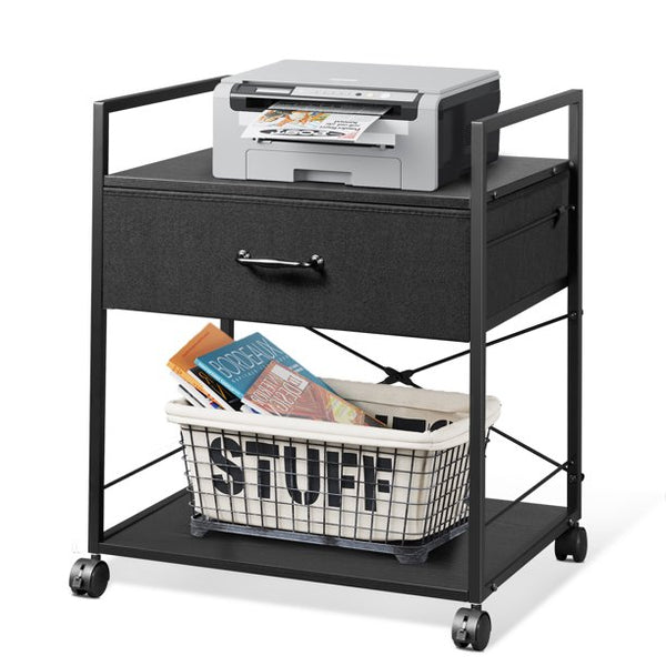 Vebreda Printer Cart Mobile Printer Stand with Storage Drawer File Cabinet Printer Cart