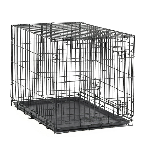 Vebreda Double Door Foldable Metal Wire Dog Crate with Divider and Tray, X-Large, 42inch