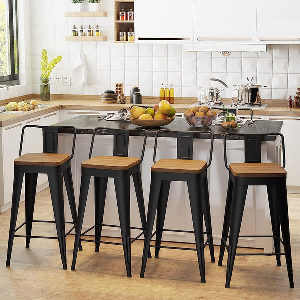 Vebreda Metal Bar Stools Set of 4 Counter Height Bar Stools Barstools