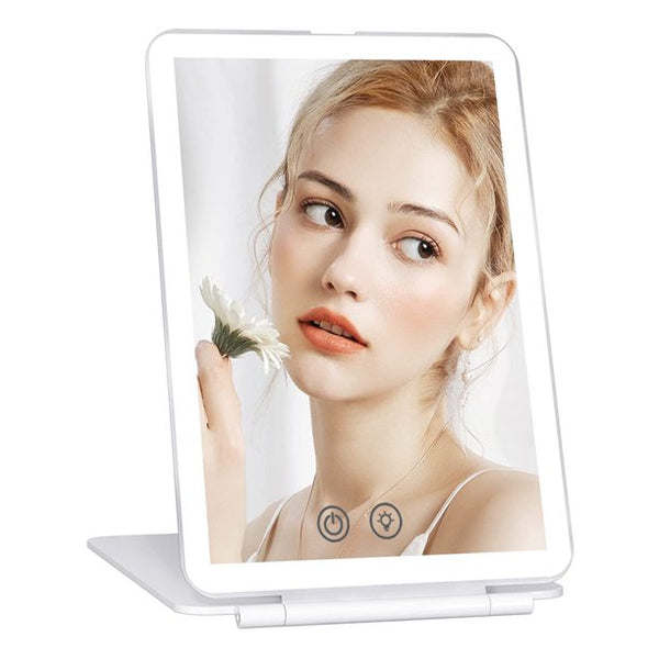 Vebreda LED Travel Mirror 3 Colors Dimmable and Rechargeable Vanity Makeup Mirror