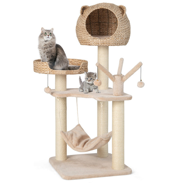 Vebreda Multi-Level Cat Tree with Condo Hammock and Rotatable Hanging Balls