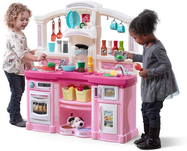 Vebreda Fun with Friends Kitchen ,Pink Kitchen with Realistic Lights and Sounds ,Play Kitchen Set