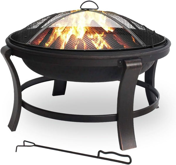 Outdoor Fire Pit 30 Inch Heavy Duty Wood Burning Fire Pit