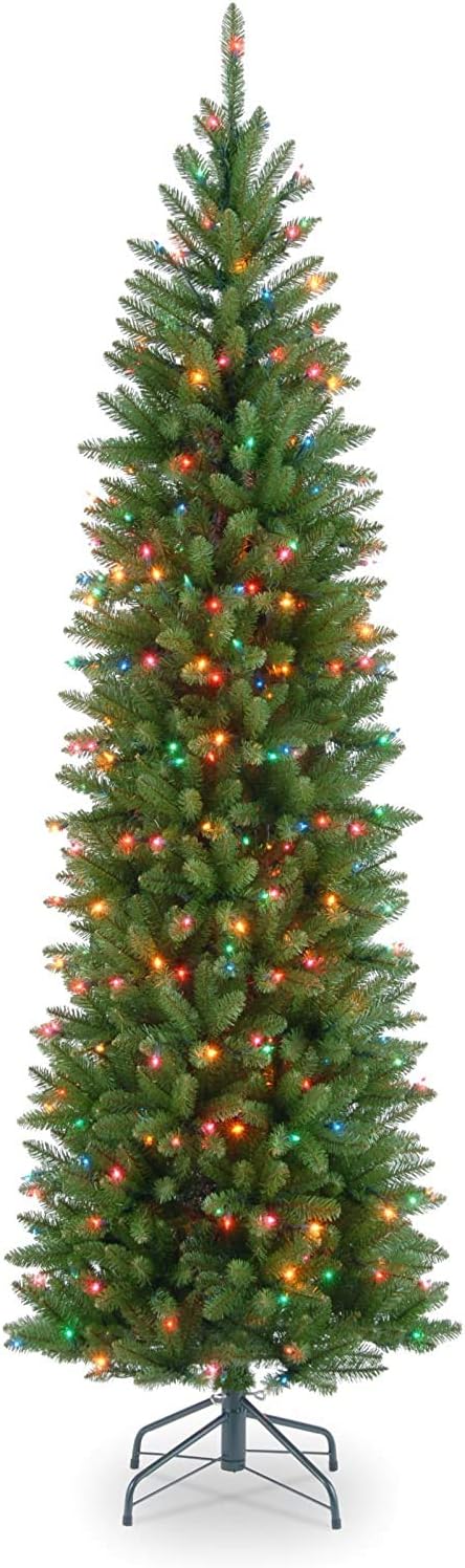 Artificial Pre Lit Slim Christmas Tree Green