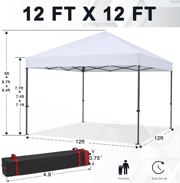 Pop Up Canopy Tent 12x12Ft White