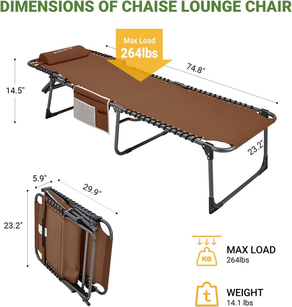 Folding Chaise Lounge Chair for Outside