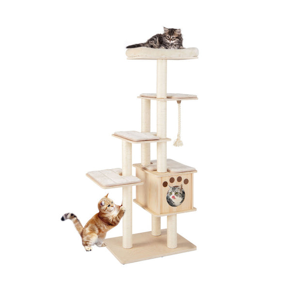 Vebreda 67 Inch Modern Cat Tree Tower with Top Perch and Sisal Rope Scratching Posts