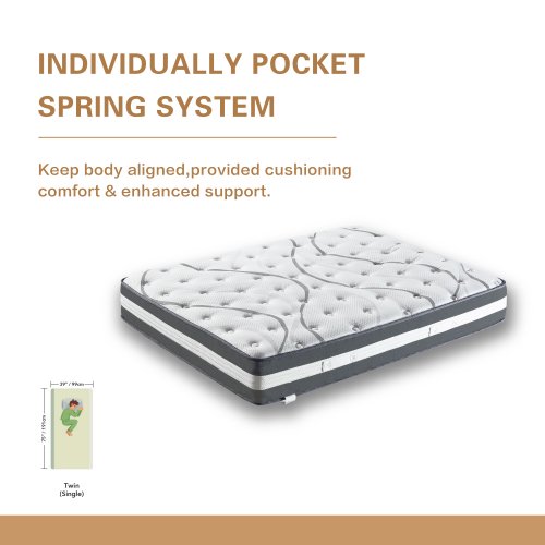 12in Hybrid Pocket Spring Mattress-TWIN