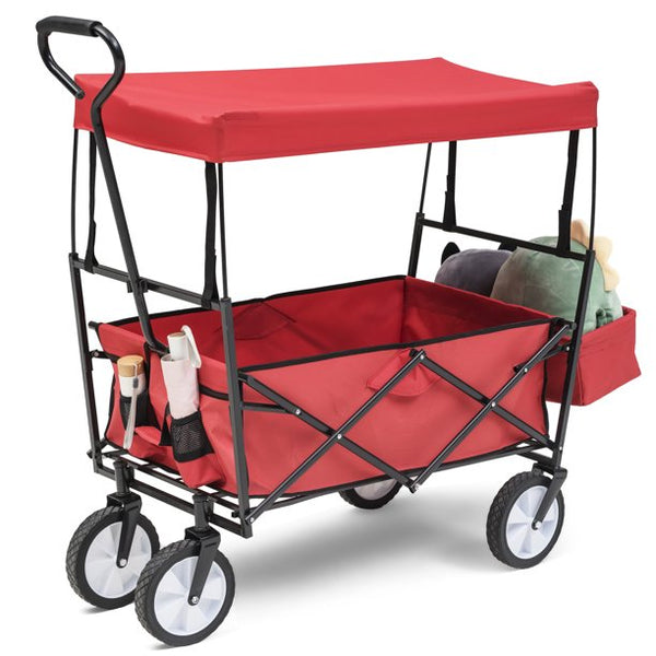 Vebreda Wagon Cart Foldable Garden Cart with Removable Canopy