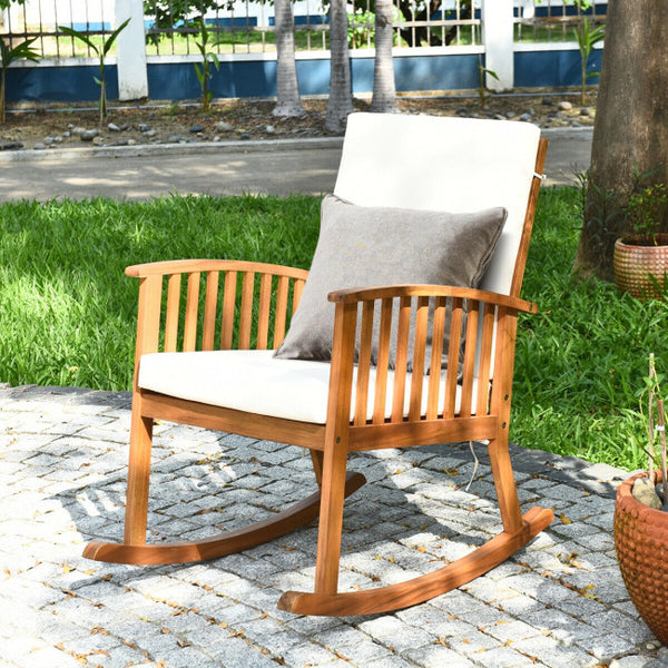 Vebreda Outdoor Acacia Garden Wood Rocking Chair , Teak