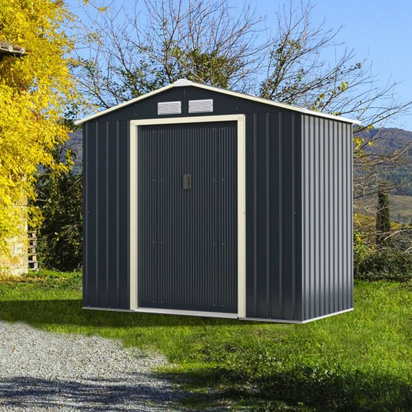 Vebreda 7 x 4 Feet Metal Storage Shed with Sliding Double Lockable Doors