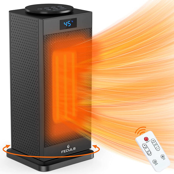 Vebreda Electric Portable Space Heater - 1500W Adjustable PTC Fast Heating Ceramic Heater Features Timer and Oscillation, Mini Heater with Remote Control for Bedroom,Desk,Office and Indoor Use (Black)